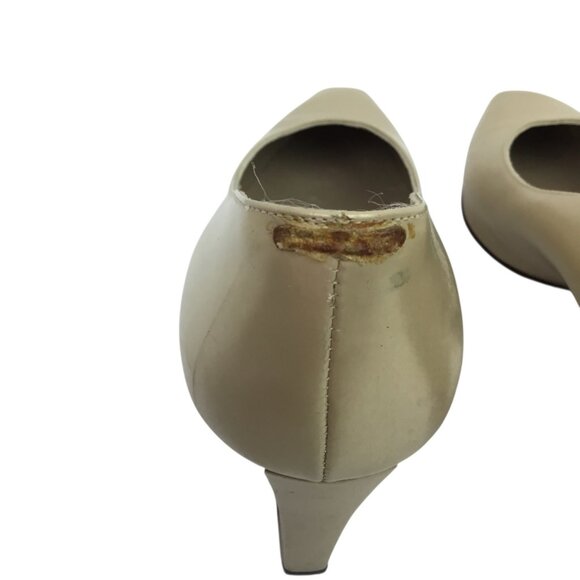 St. John Cynthia Daytime Womens 8B Leather Gold Heel  Pumps Tan Made In Italy - Picture 6 of 14